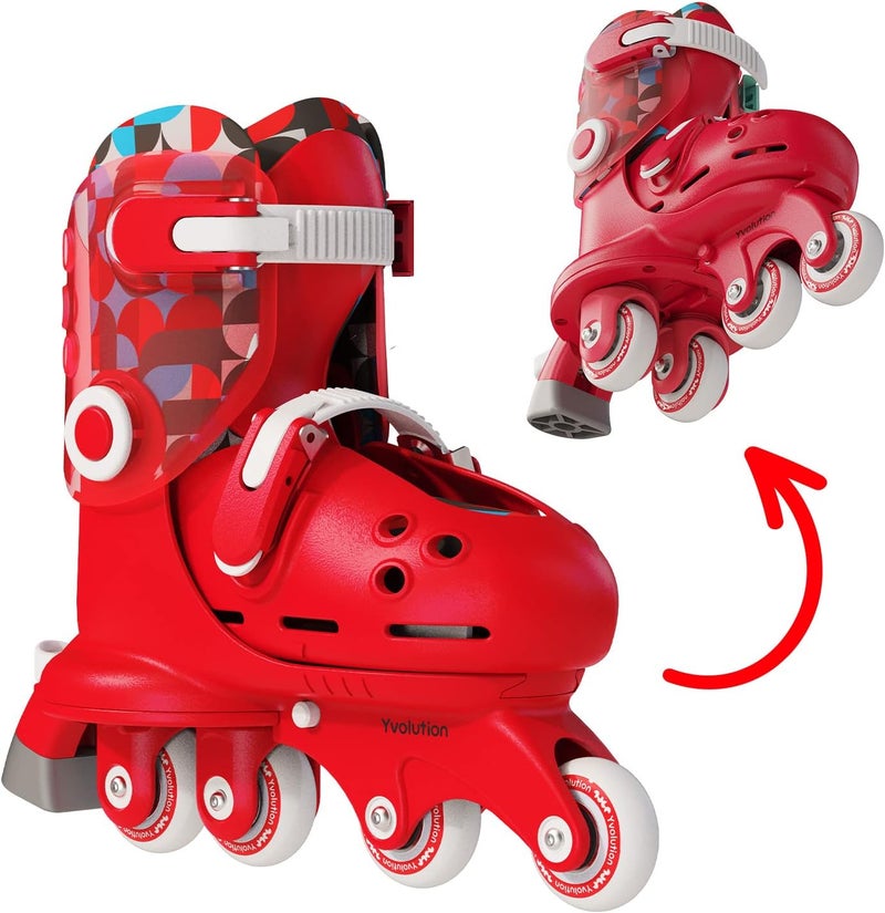 Yvolution Learner Twista Skates – 2-in-1 Adjustable Kids Roller Skates for Ages 2+ – Converts from Tri-Wheel to Inline Skates – No Tools Needed – US Size 7-11 - Image 1
